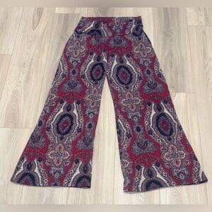 About A Girl Red and Blue Paisley Wide-Leg Pants